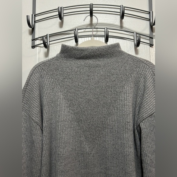 Loft Ribbed Mock Neck pullover sweater women’s Large Gray preppy cozy retro NWT - Picture 3 of 13
